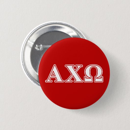 Alphi Chi Omega Weiße und rote Buchstaben Button (Vorne & Hinten)
