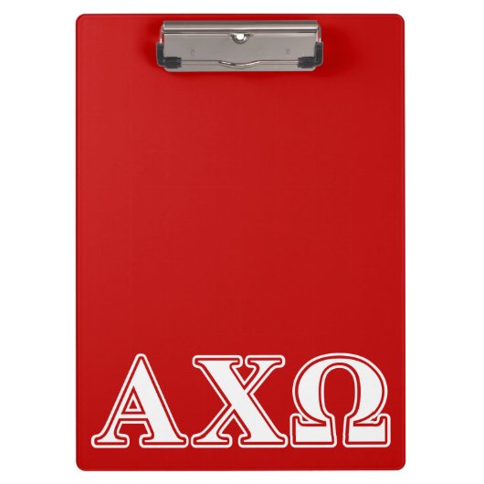 Alphi Chi Omega weiße und rote Buchstaben Klemmbrett (Vorderseite)