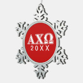 Alphi Chi Omega weiße und rote Buchstaben Schneeflocken Zinn-Ornament (Rechts)