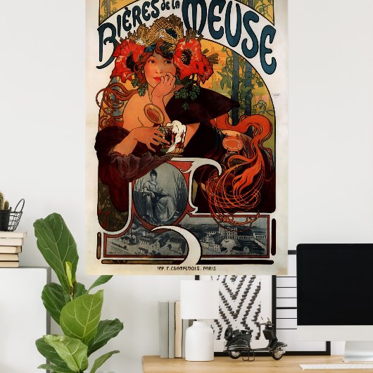 Alphons Mucha Beer Advertisement Poster (Heimbüro)