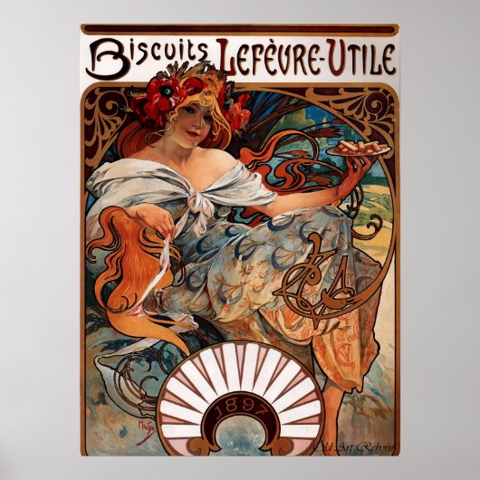 Alphons Mucha Biscuit Werbung Poster (Vorne)