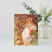 Alphons Mucha - Die vier Jahreszeiten - Frühjahr Postkarte (Stehend Vorderseite)