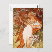 Alphons Mucha - Die vier Jahreszeiten - Frühjahr Postkarte (Vorne/Hinten)