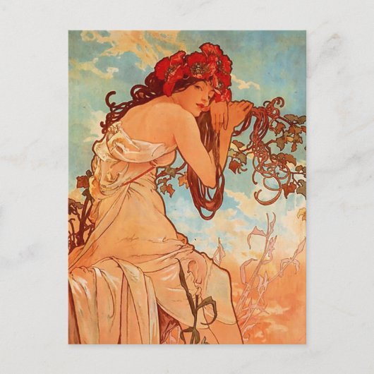 Alphons Mucha - Die vier Jahreszeiten - SOMMER Postkarte (Vorderseite)