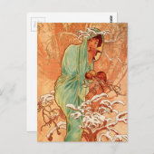 Alphons Mucha - Die vier Jahreszeiten - Winter Postkarte (Vorne/Hinten)