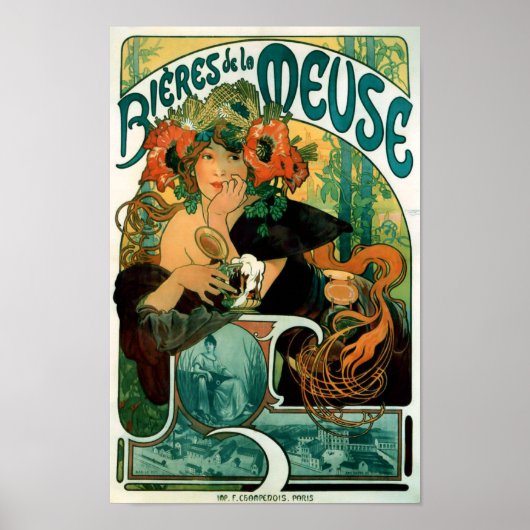 Alphonse (Alfons) Mucha - Bieres de la Meuse Poster (Vorne)