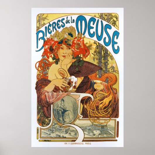 Alphonse (Alfons) Mucha: Bieres de la Meuse Poster (Vorne)