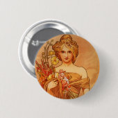 Alphonse (Alfons) Mucha Blumenstrauß Button (Vorne & Hinten)