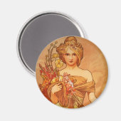 Alphonse (Alfons) Mucha Blumenstrauß Magnet (Vorderseite/Rückseite)