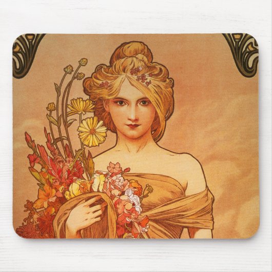 Alphonse (Alfons) Mucha Blumenstrauß-Mauspad Mousepad (Vorne)