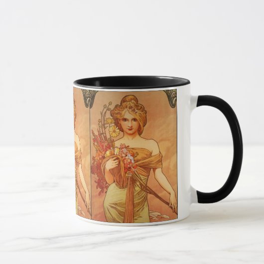 Alphonse (Alfons) Mucha Blumenstrauß Tasse (Rechts)
