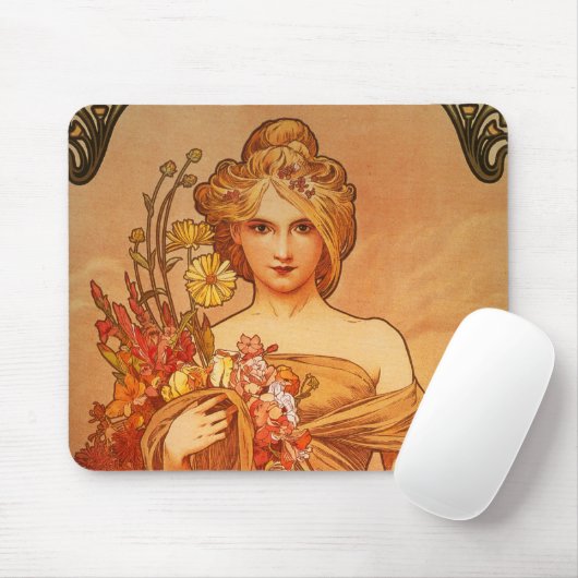 Alphonse (Alfons) Mucha Bouquet Mousepad (Mit Mouse)