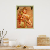 Alphonse (Alfons) Mucha Bouquet Poster (Küche)