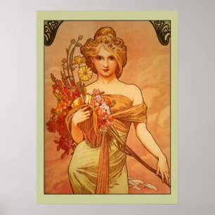Alphonse (Alfons) Mucha Bouquet Poster