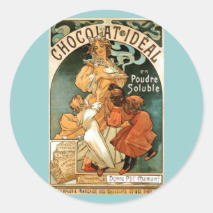 Alphonse (Alfons) Mucha Chocolat Ideal Runder Aufkleber