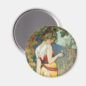 Alphonse (Alfons) Mucha: Cognac - Jugendstil Magnet (Vorderseite/Rückseite)