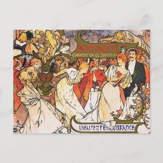 Alphonse (Alfons) Mucha Postcard: Amants Postkarte (Vorderseite)