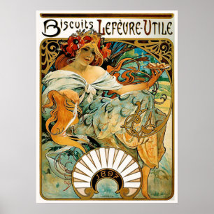 Alphonse (Alfons) Mucha Poster: Biscuits Lefevre Poster