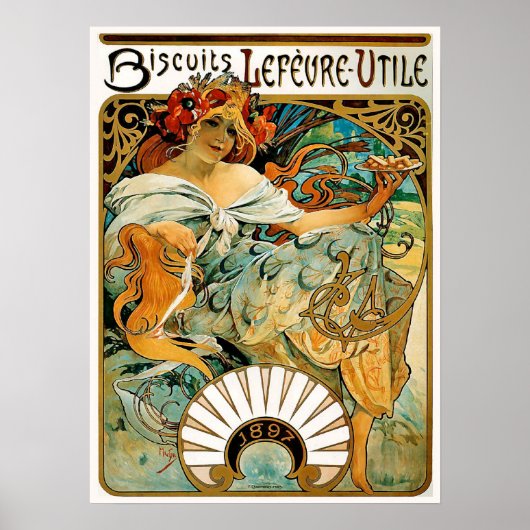 Alphonse (Alfons) Mucha Poster: Biscuits Lefevre Poster (Vorne)