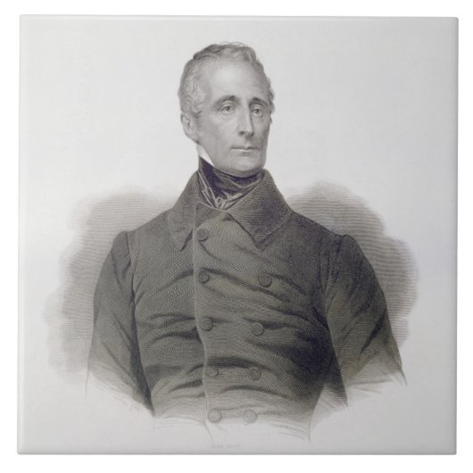 Alphonse de Lamartine, graviert von Pierre Pelee Fliese (Vorderseite)
