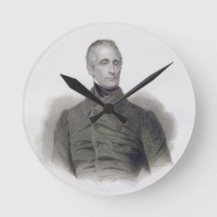 Alphonse de Lamartine, graviert von Pierre Pelee Runde Wanduhr