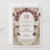 Alphonse Mucha 90. Geburtstag Art Nouveau Foliage Einladung (Vorderseite)