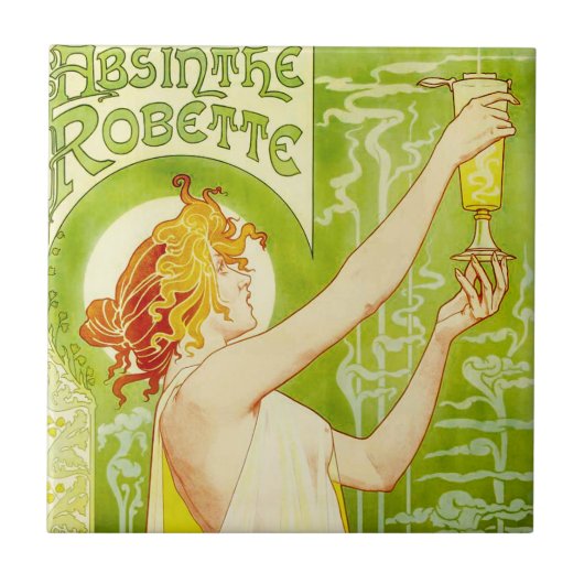 Alphonse Mucha Absinthe Robette Fliese (Vorderseite)