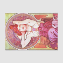 Alphonse Mucha Amethyst Floral Vintag Art Nouveau