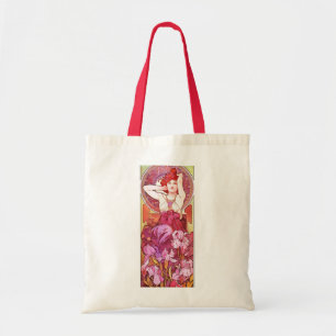 Alphonse Mucha Amethyst Floral Vintage Art Nouveau Tragetasche