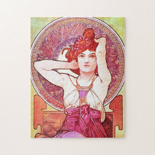 Alphonse Mucha Amethyst Floral Vintager Jugendstil Puzzle