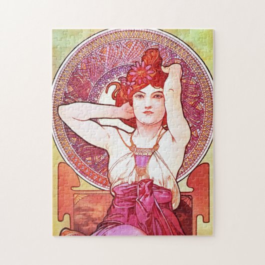 Alphonse Mucha Amethyst Floral Vintager Jugendstil Puzzle (Vertikal)