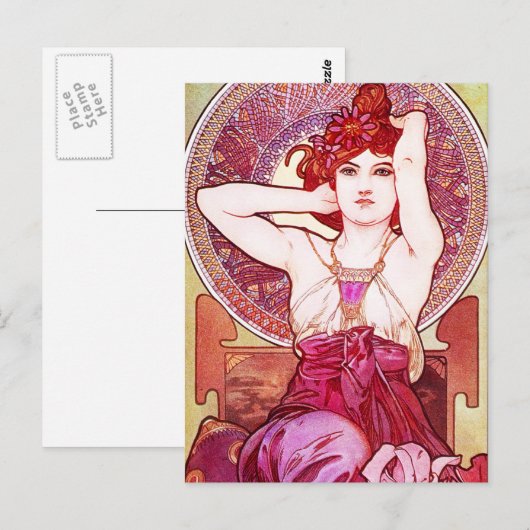 Alphonse Mucha Amethyst Postcard Postkarte (Vorne/Hinten)