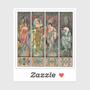 Alphonse Mucha art, art nouveau,Vintag,females,be Aufkleber