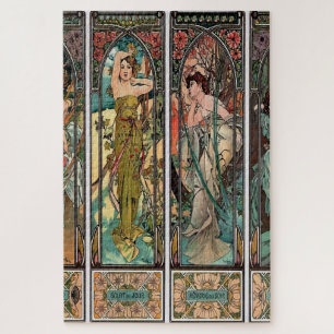 Alphonse Mucha art, art nouveau,Vintag,females,be Puzzle