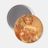 Alphonse Mucha Art Deco Magnet (Vorderseite/Rückseite)