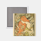 Alphonse Mucha Art Deco Magnet (Vorderseite/Rückseite)