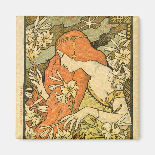 Alphonse Mucha Art Deco Magnet (Vorne)