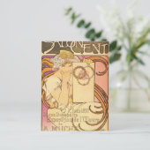 Alphonse Mucha Art Deco Postkarte (Stehend Vorderseite)