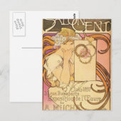 Alphonse Mucha Art Deco Postkarte (Vorne/Hinten)