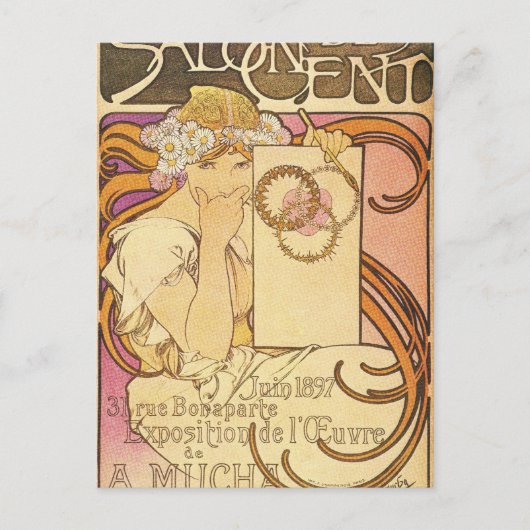 Alphonse Mucha Art Deco Postkarte (Vorderseite)