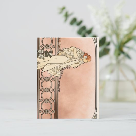 Alphonse Mucha Art Deco Postkarte (Stehend Vorderseite)