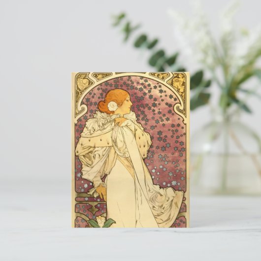 Alphonse Mucha Art Deco Postkarte (Stehend Vorderseite)