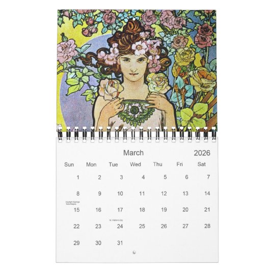 Alphonse Mucha Art Kalender (Mär 2026)