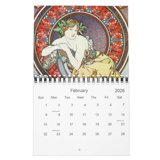Alphonse Mucha Art Kalender (Feb 2026)