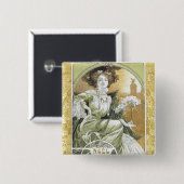 Alphonse Mucha - Art Nouveau Button (Vorne & Hinten)