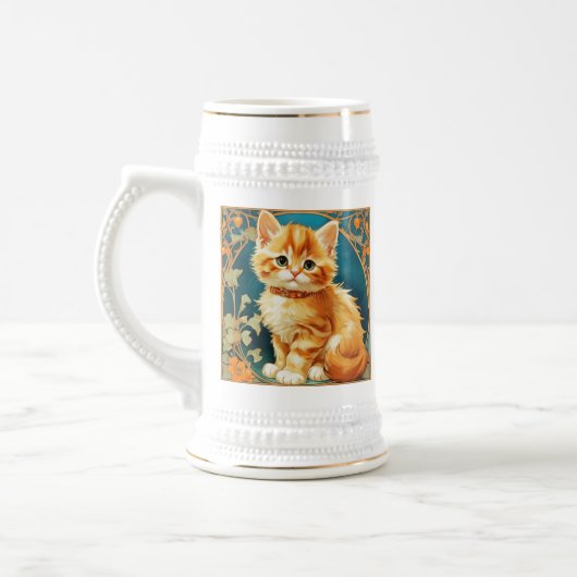 Alphonse Mucha Art Nouveau Cat Bierglas (Links)