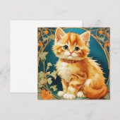 Alphonse Mucha Art Nouveau Cat Einladung (Vorne/Hinten)