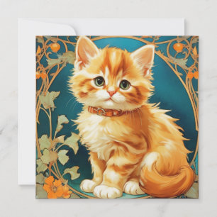 Alphonse Mucha Art Nouveau Cat Einladung