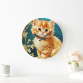 Alphonse Mucha Art Nouveau Cat Große Wanduhr (Zuhause)