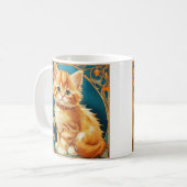 Alphonse Mucha Art Nouveau Cat Kaffeetasse (Vorderseite Links)